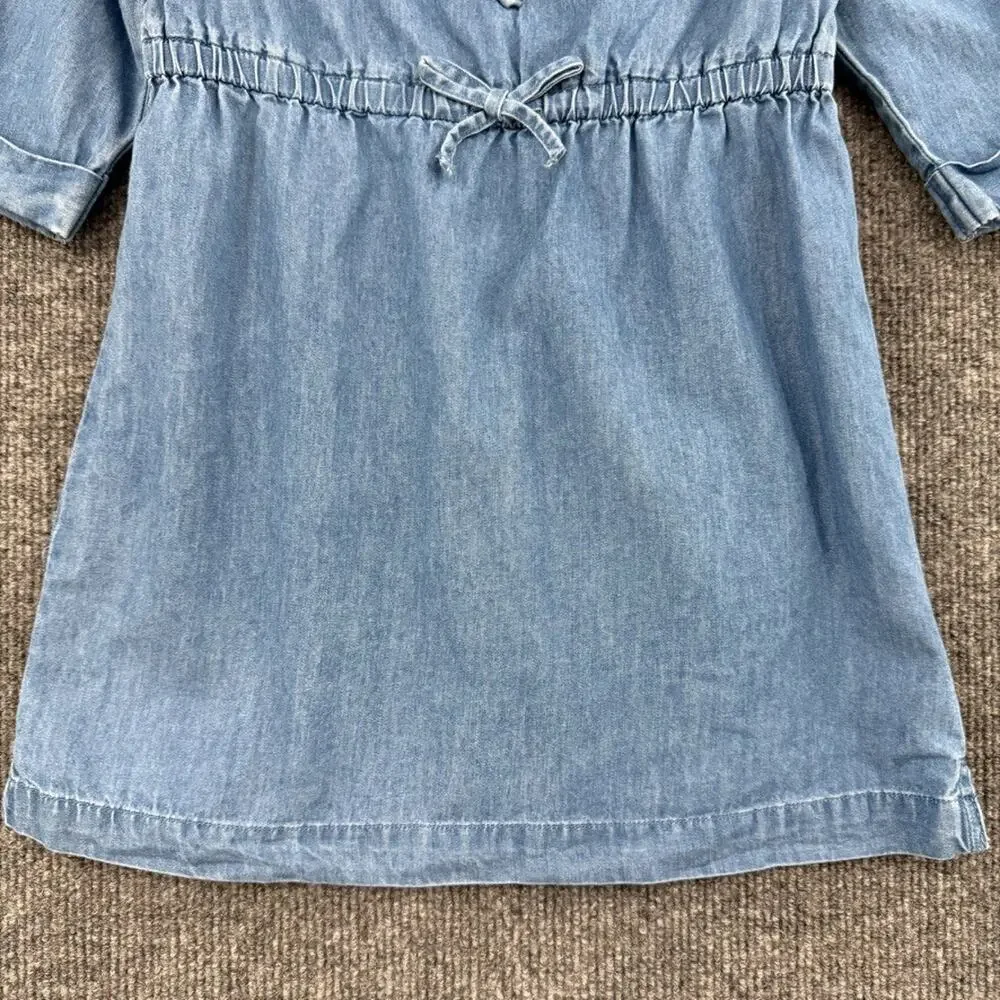 Old Navy Girls Chambray Shirt Dress Size 4T Blue Elastic Waist Collared Cotton